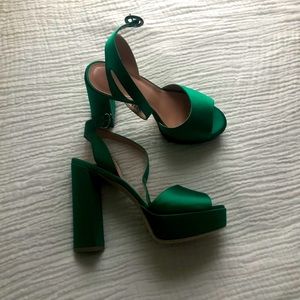 Barneys New York Satin Platform Strap Sandals